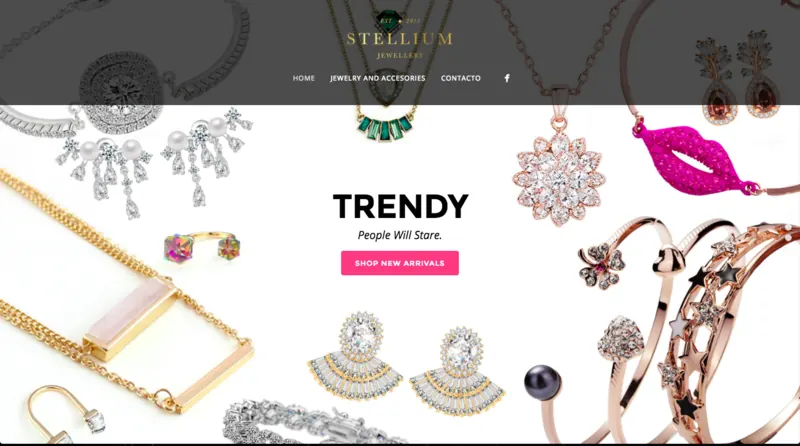 Stellium Jewellery online store hero with trendy necklaces, earrings and bracelets